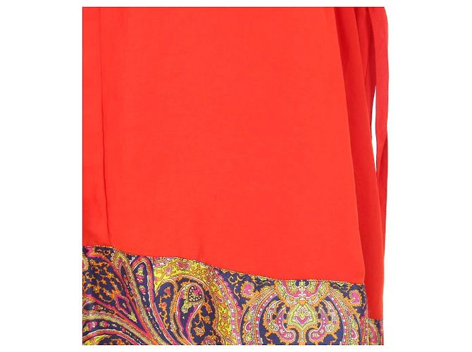 Vestido Carven Rojo de Seda Sin Mangas Estampado Paisley Roja - vista 5