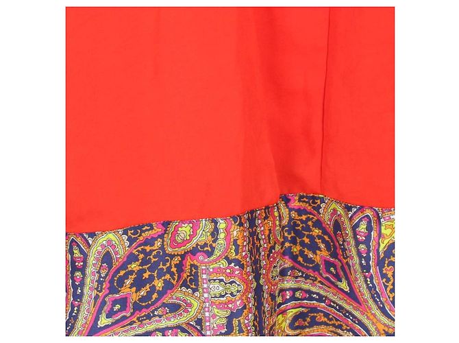 Vestido Carven Rojo de Seda Sin Mangas Estampado Paisley Roja - vista 6