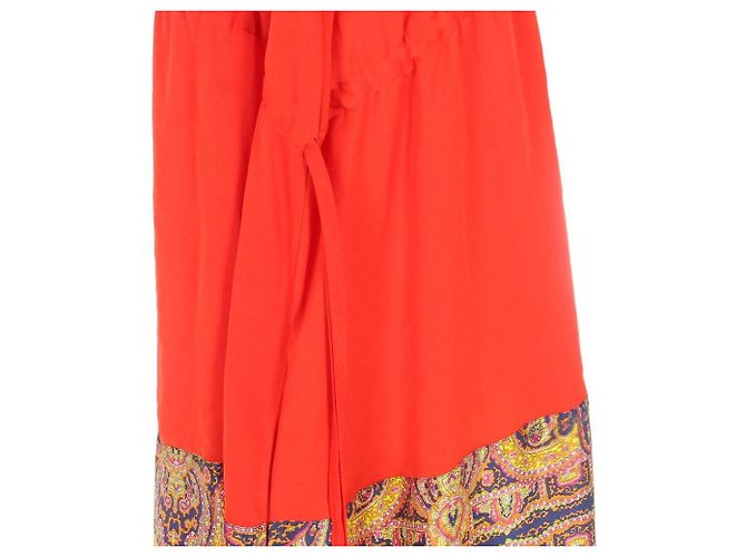 Vestido Carven Rojo de Seda Sin Mangas Estampado Paisley Roja - vista 8