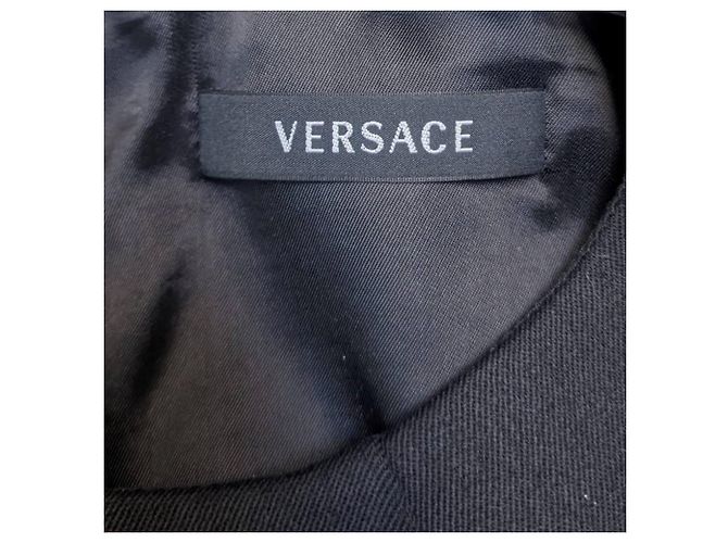 Abito tubino Versace nero senza maniche in lana - vista 3