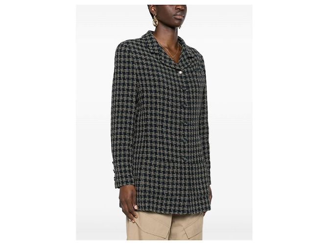 Chanel Blue Checked Wool Jacket - view 3