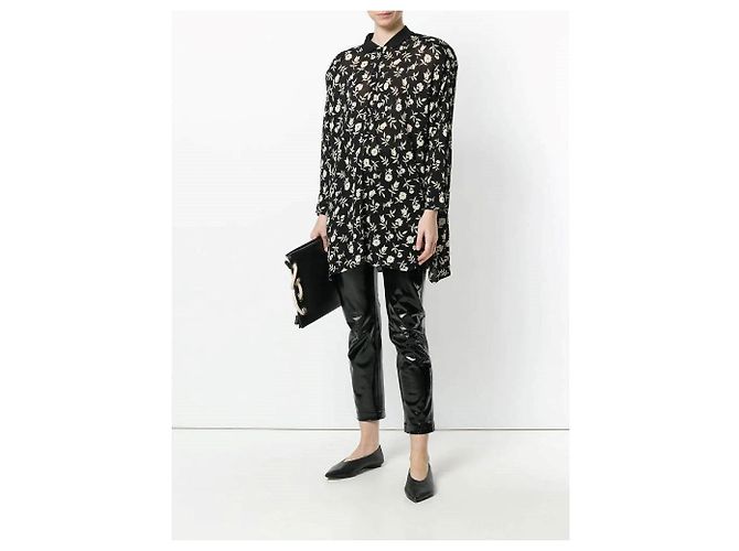 Versace Schwarzes Viscosehemd mit Blumenmuster - Ansicht 2