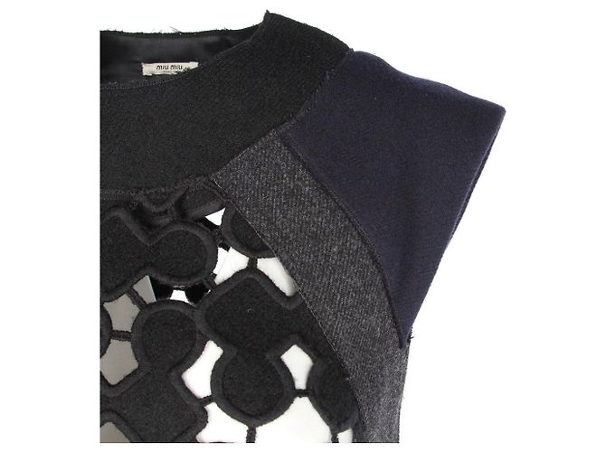 Vestido sin mangas Miu Miu de lana negra Negro - vista 5