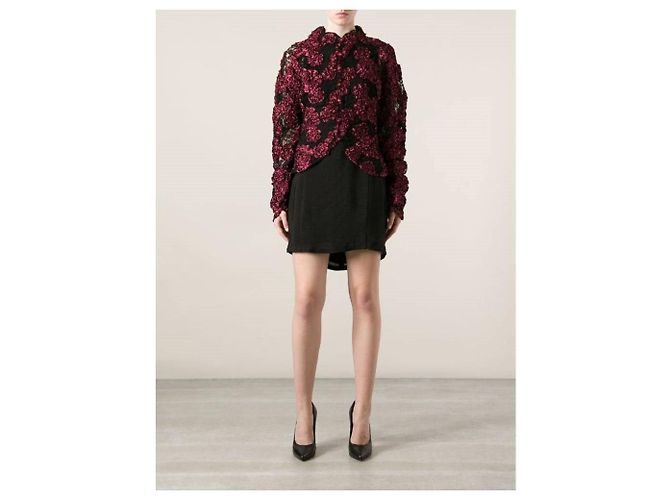 Cardigan en dentelle noire Krizia années 90 - vue 2