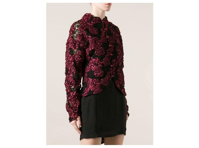 Cardigan en dentelle noire Krizia années 90 - vue 3