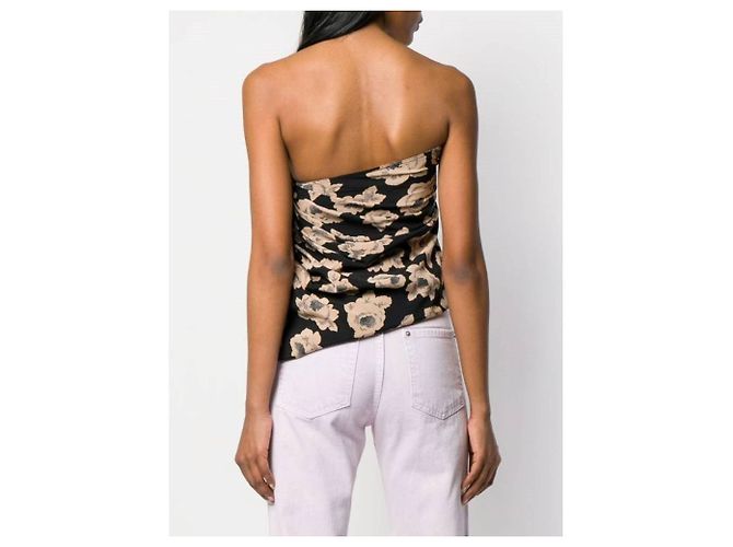Top Emanuel Ungaro de seda negra con estampado floral Negro - vista 4