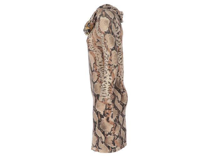 Blumarine Strickkleid aus Wolle mit Animal Print Beige - Ansicht 2