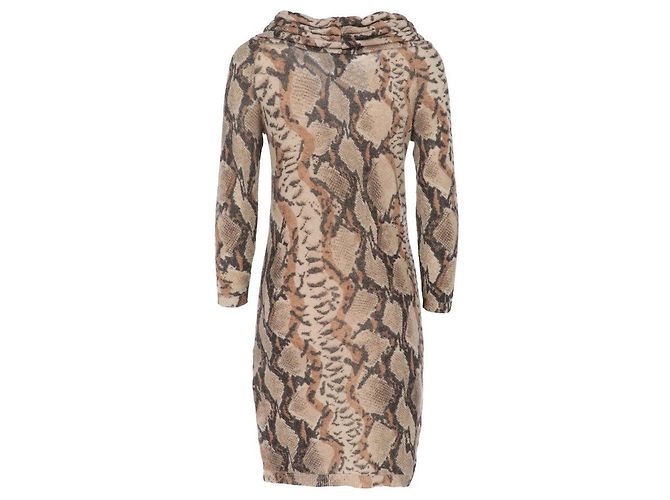 Blumarine Strickkleid aus Wolle mit Animal Print Beige - Ansicht 3