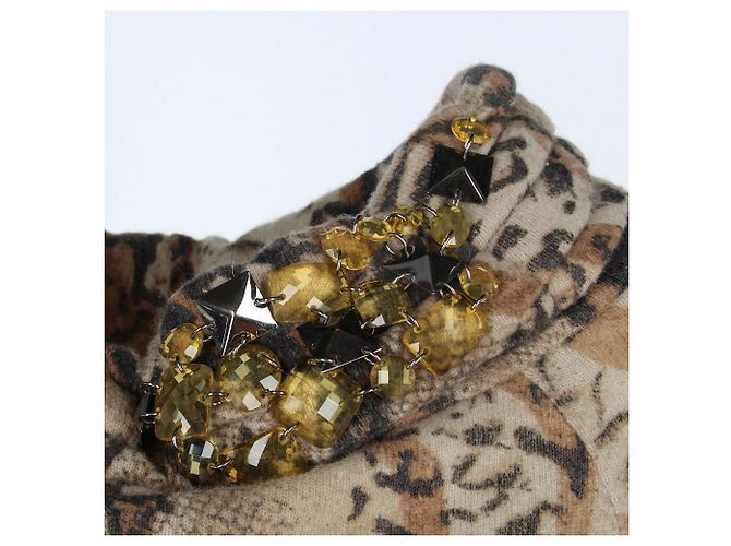 Blumarine Strickkleid aus Wolle mit Animal Print Beige - Ansicht 4