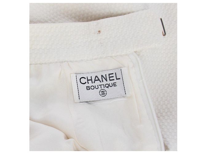 Autre Marque Falda larga de lana negra Chanel Blanco - vista 6