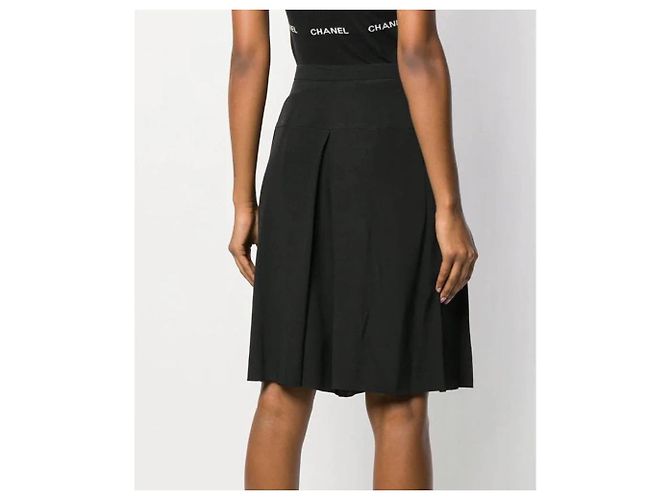 Falda Chanel de seda negra plisada Negro - vista 3