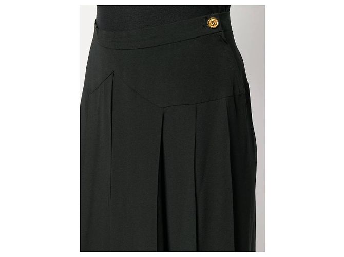 Falda Chanel de seda negra plisada Negro - vista 4
