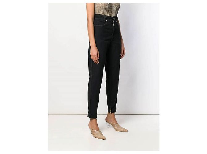Pantalones Versace de algodón negro de cintura alta - vista 3