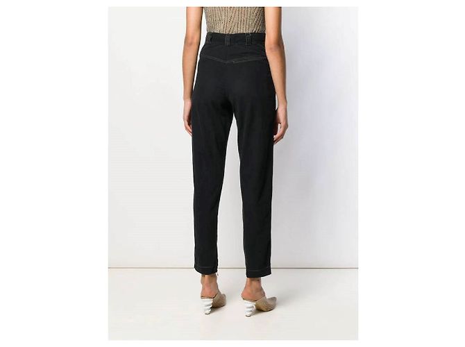 Pantalones Versace de algodón negro de cintura alta - vista 4