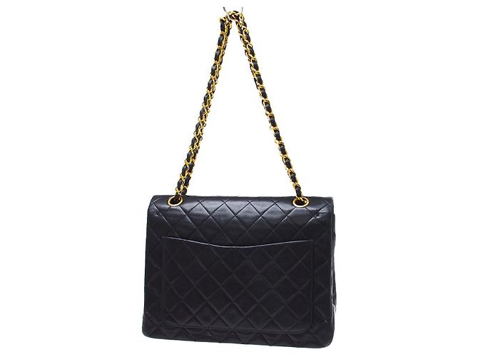 Chanel Vintage Classic Double Flap Quilted Lambskin Medium Nero - vista 2