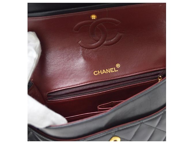 Chanel Vintage Classic Double Flap Quilted Lambskin Medium Nero - vista 4