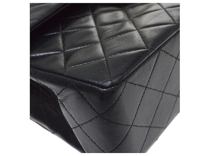 Chanel Vintage Classic Double Flap Quilted Lambskin Medium Nero - vista 6