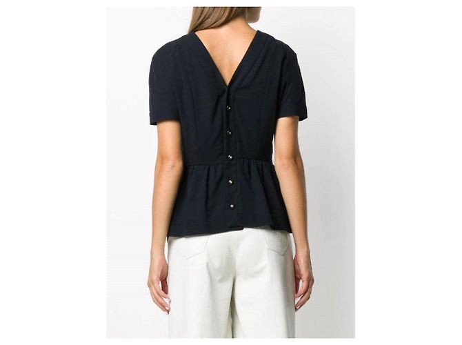 Top Peplum Chanel de Lana Azul con Cinturón - vista 4