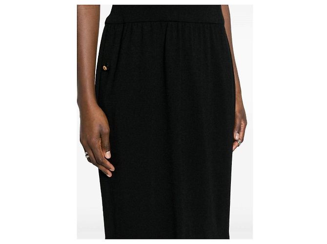 Vestido midi Chanel de lã e seda preto - vista 2