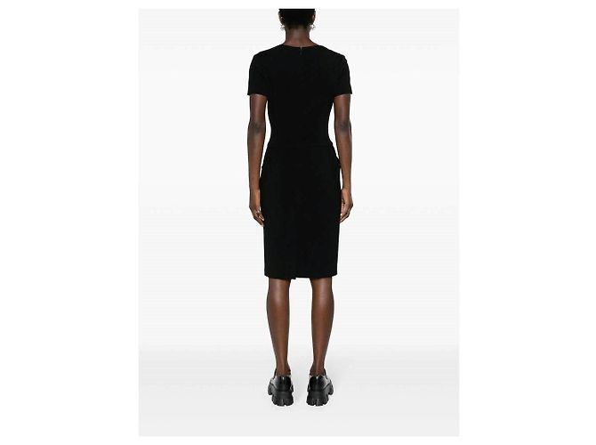 Vestido midi Chanel de lã e seda preto - vista 5