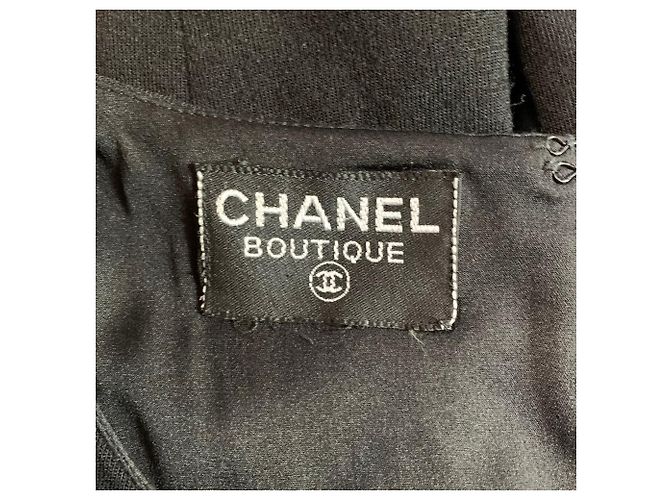 Vestido midi Chanel de lã e seda preto - vista 7