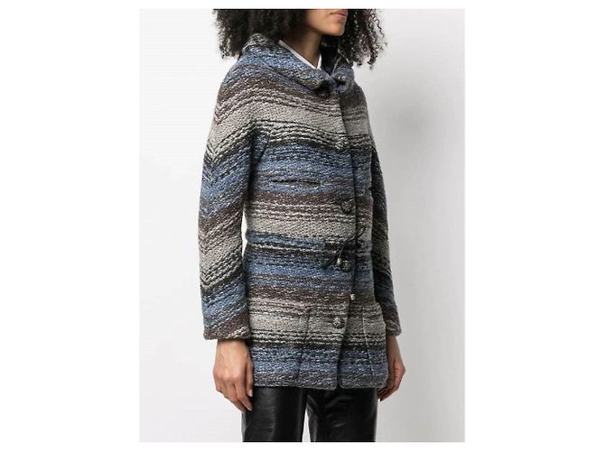 Abrigo Chanel de lana gris azul y negro Multicolor - vista 2