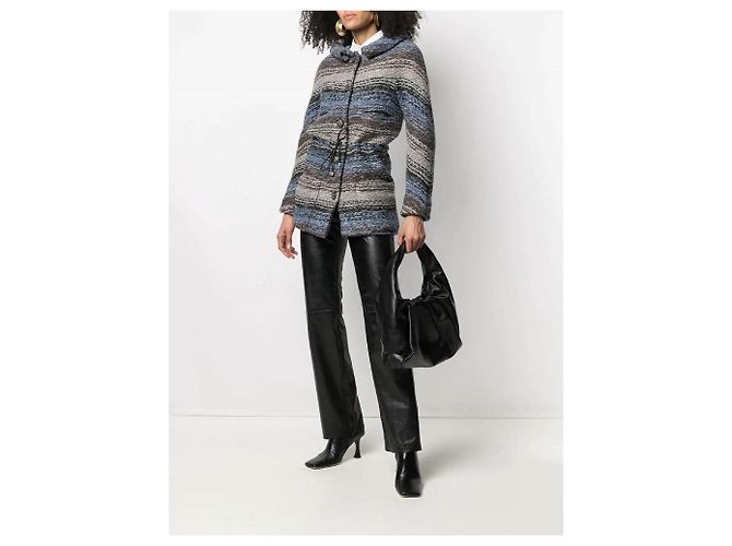 Abrigo Chanel de lana gris azul y negro Multicolor - vista 3
