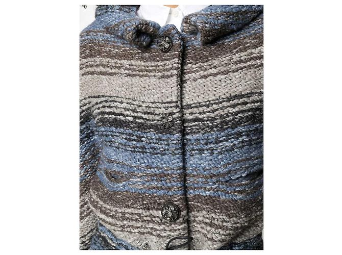 Abrigo Chanel de lana gris azul y negro Multicolor - vista 5