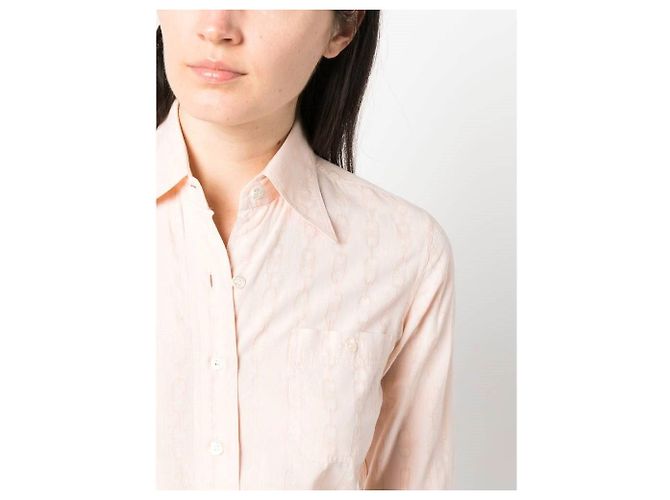 Camisa Céline de jacquard de algodón rosa con cadenas - vista 4