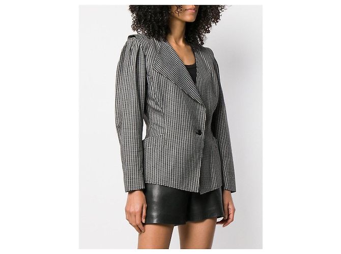 Veste en coton à carreaux noir et blanc Emanuel Ungaro - vue 3