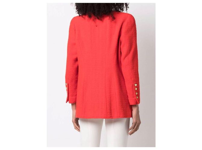 Chanel Red Bouclé Wool Jacket - view 2