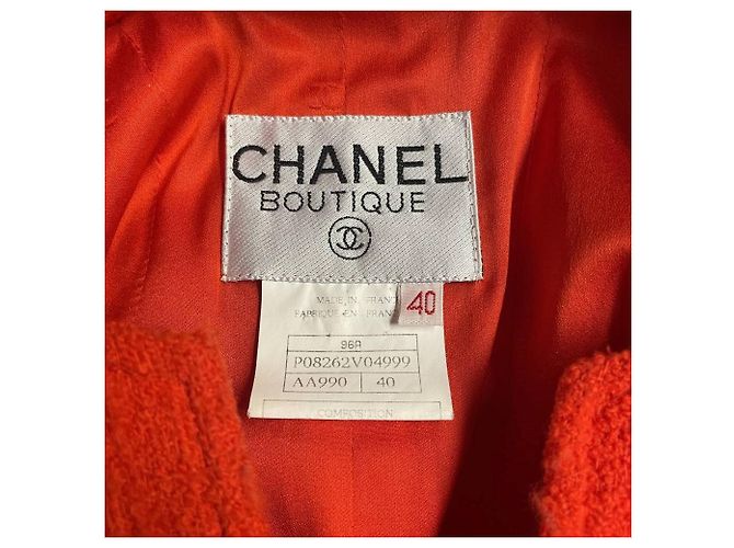 Chanel Red Bouclé Wool Jacket - view 6