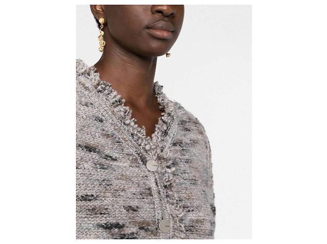 Chanel Bouclé Wolle Cardigan Grau - Ansicht 2