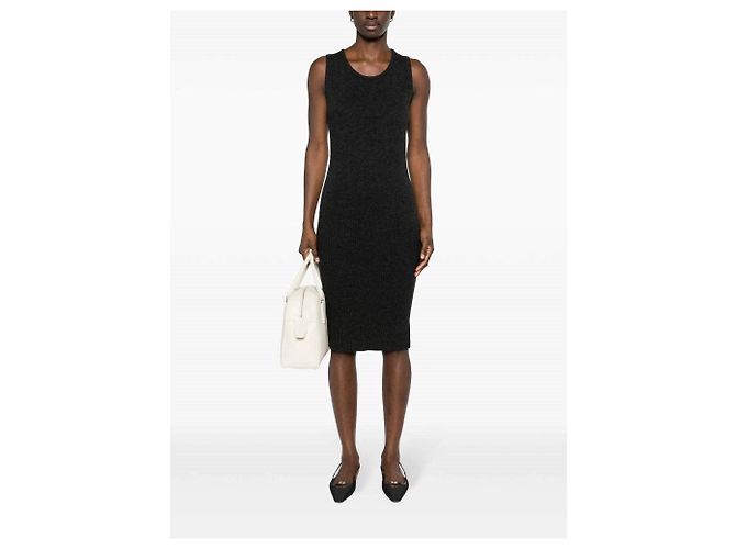 Chanel Ärmelloses Midi Strickkleid aus Wolle Grau - Ansicht 2