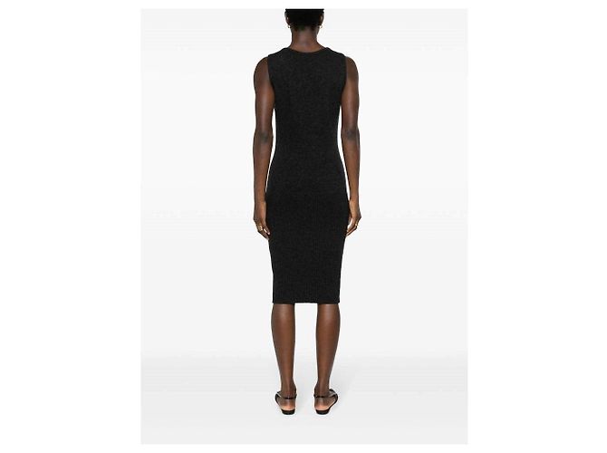 Chanel Ärmelloses Midi Strickkleid aus Wolle Grau - Ansicht 4