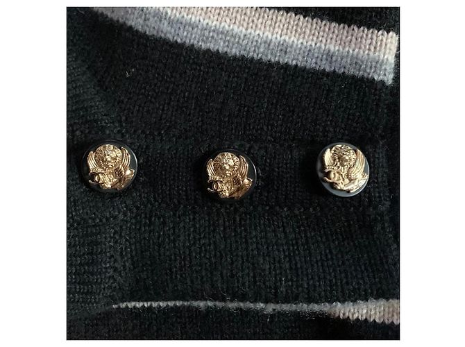 Chanel Gestreifter Kaschmir Pullover Schwarz Rosa Weiß Grau - Ansicht 3