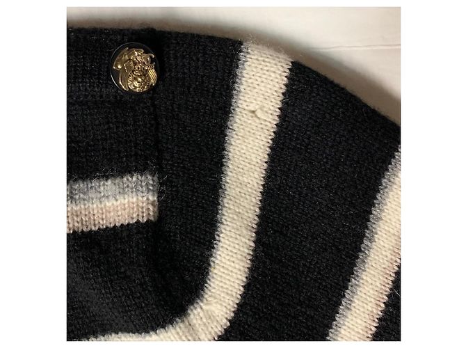 Chanel Gestreifter Kaschmir Pullover Schwarz Rosa Weiß Grau - Ansicht 5