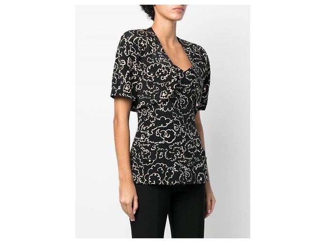 Completo Chanel con Bustier e Bolero in Seta Nera Nero - vista 3