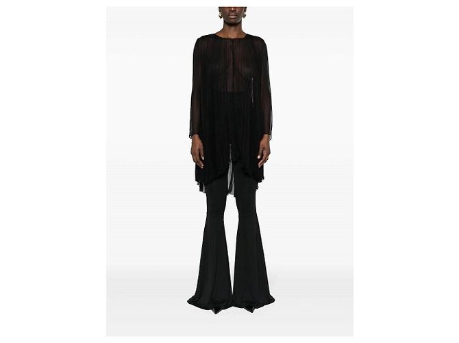 Blusa Chanel de seda plisada negra Negro - vista 3