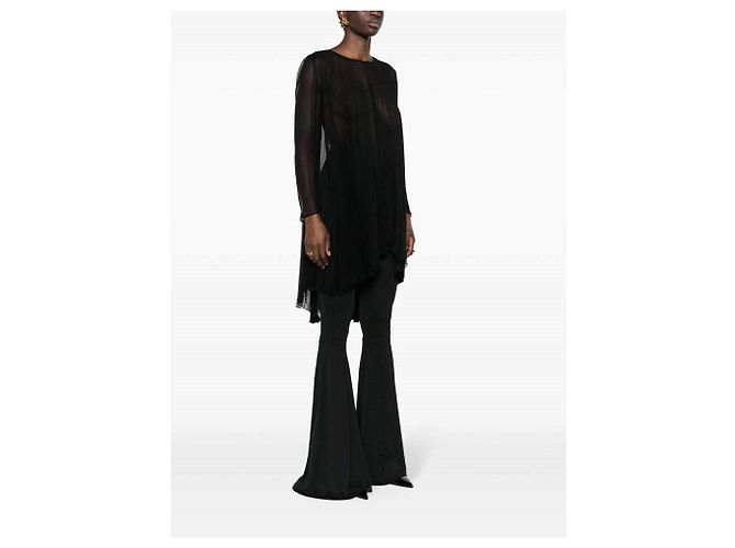 Blusa Chanel de seda plisada negra Negro - vista 4