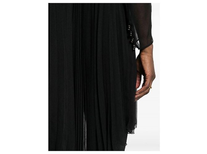 Blusa Chanel de seda plisada negra Negro - vista 5