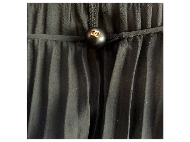 Blusa Chanel de seda plisada negra Negro - vista 6