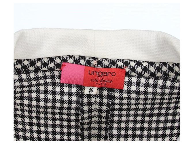 Emanuel Ungaro Hahnentritt Wollkleid Schwarz Weiß - Ansicht 4