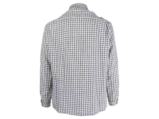 Camicia Moschino in Flanella di Cotone a Quadri Bianco e Nero - vista 2