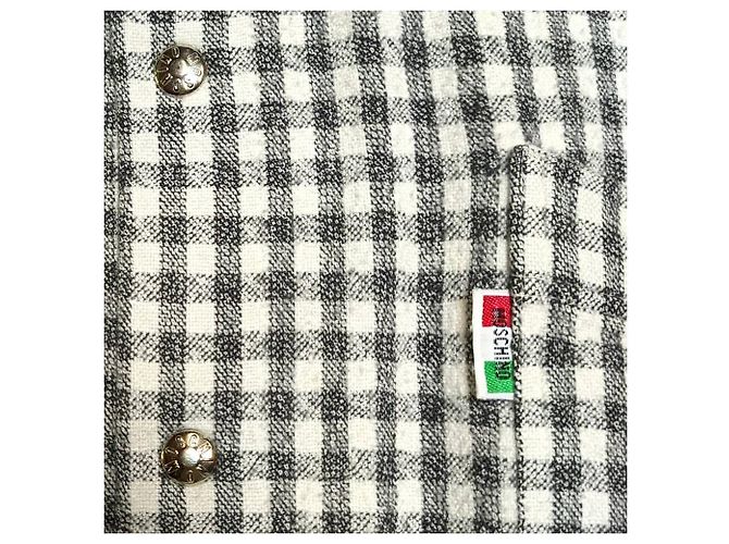 Camicia Moschino in Flanella di Cotone a Quadri Bianco e Nero - vista 3