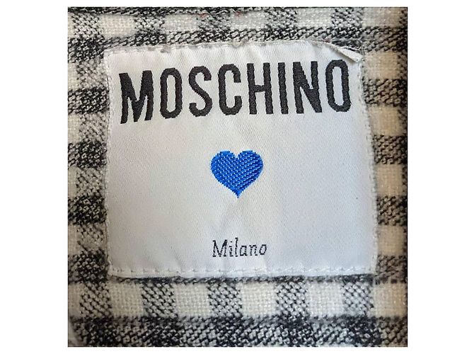 Camicia Moschino in Flanella di Cotone a Quadri Bianco e Nero - vista 4