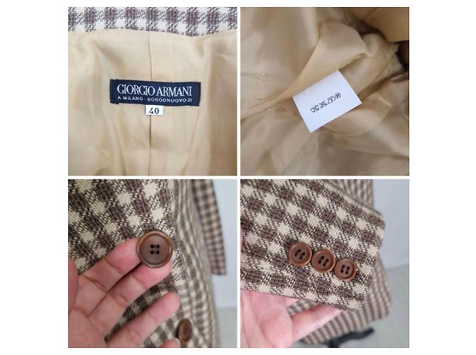 Giacca a quadretti marrone Giorgio Armani - vista 9