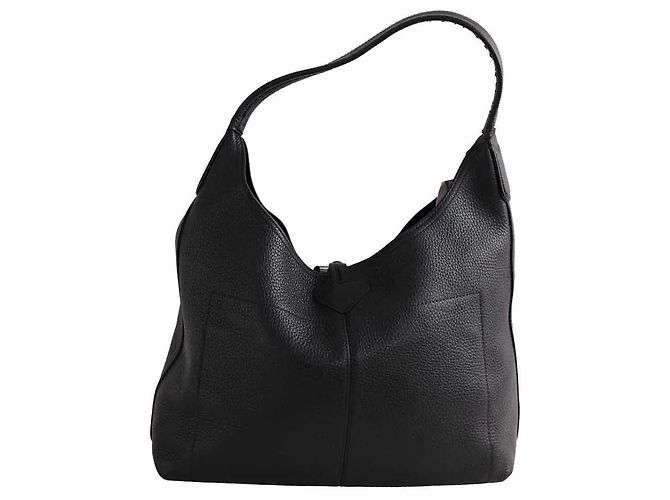 Borsa a tracolla Longchamp Roseau in pelle nera Nero - vista 3