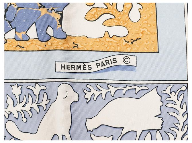 Hermès Foulard in seta stampato Hermes motivo Early America azzurro e multicolore Blu - vista 3
