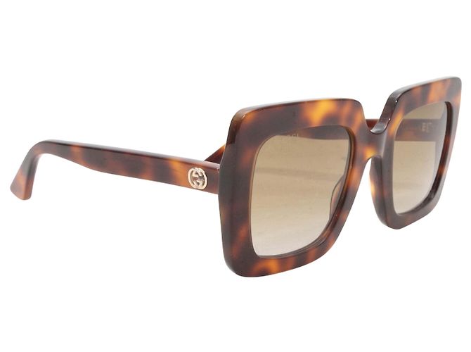 Gafas de sol cuadradas oversized Gucci efecto carey Castaño - vista 2